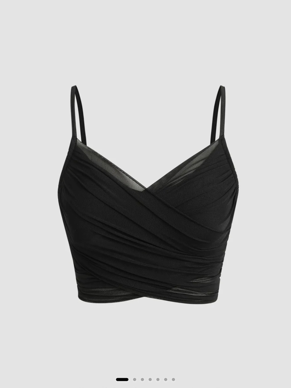 Cider Black Ruched Wrap Mesh Cami